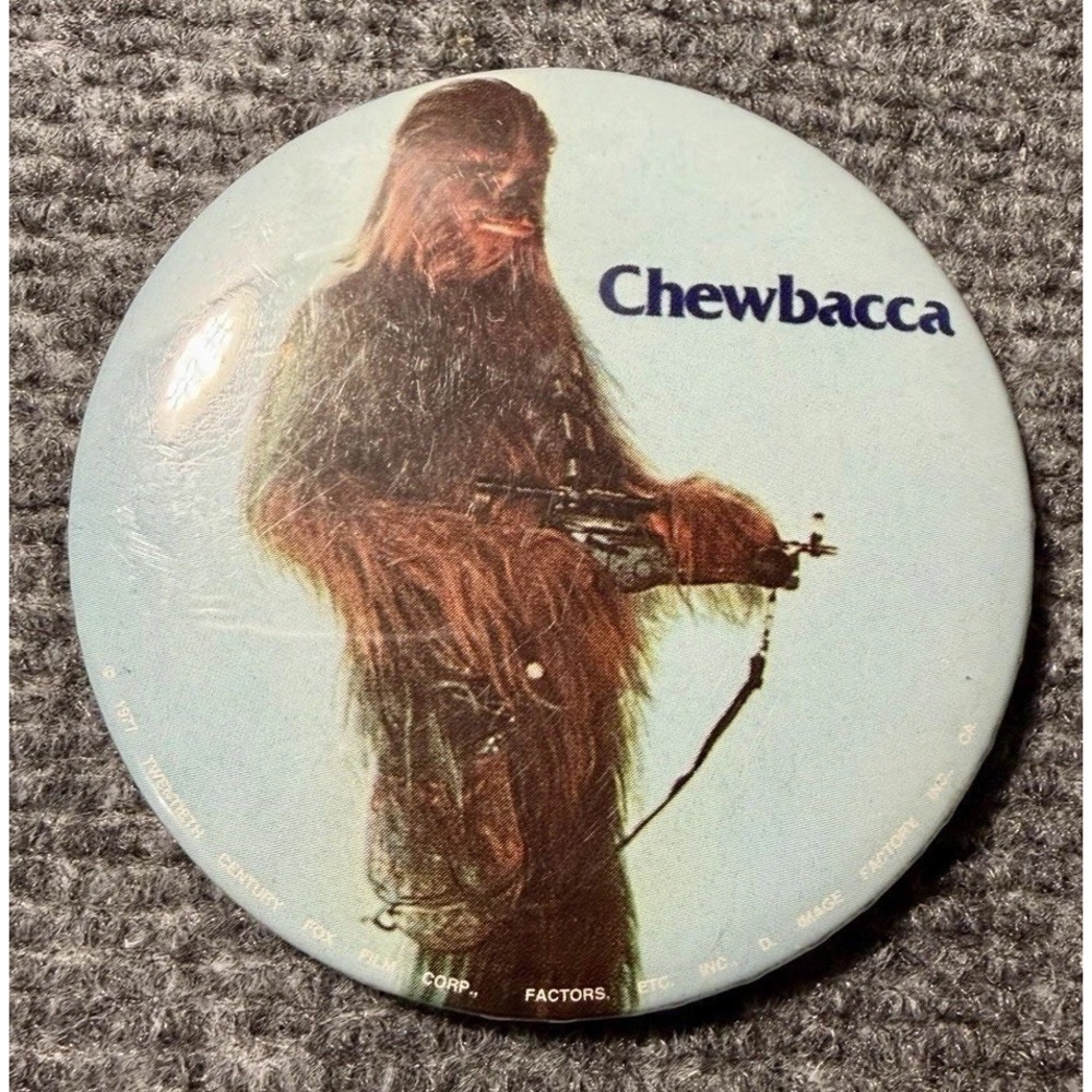 VTG 1977 ORIGINAL STAR WARS Chewbacca Wookie 3" Button Pinback Pin Badge FACTORS